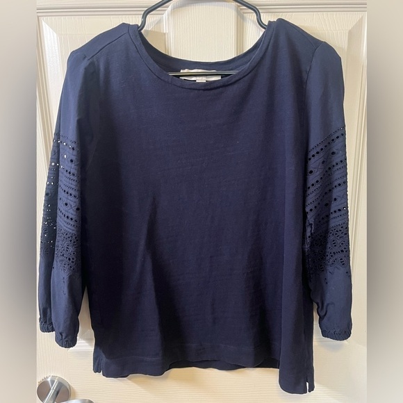 Loft Navy Eyelet Sweater - Picture 1 of 4